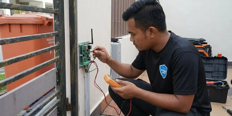 Autogate receiver board with antenna wire and frequency components