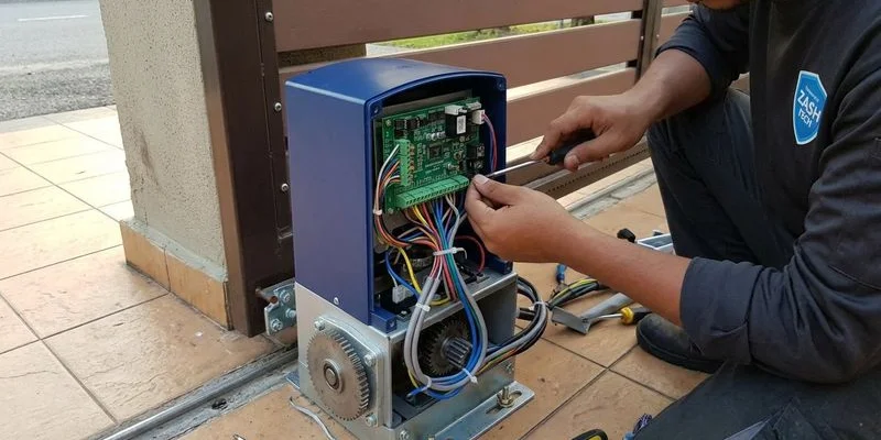 Close-up of carbon steel autogate motor gears showing tooth profile and hardened surface