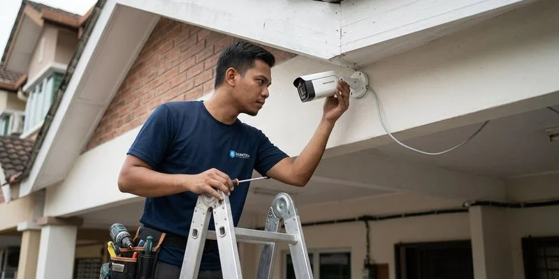 Side by side comparison of wired and wireless CCTV camera installations