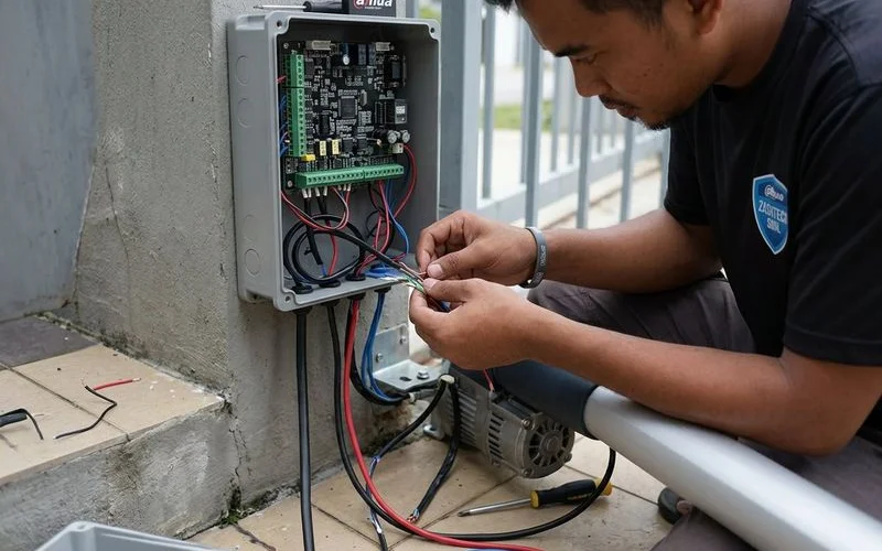 Side by side comparison of AC motor and DC motor autogate systems installed on residential property