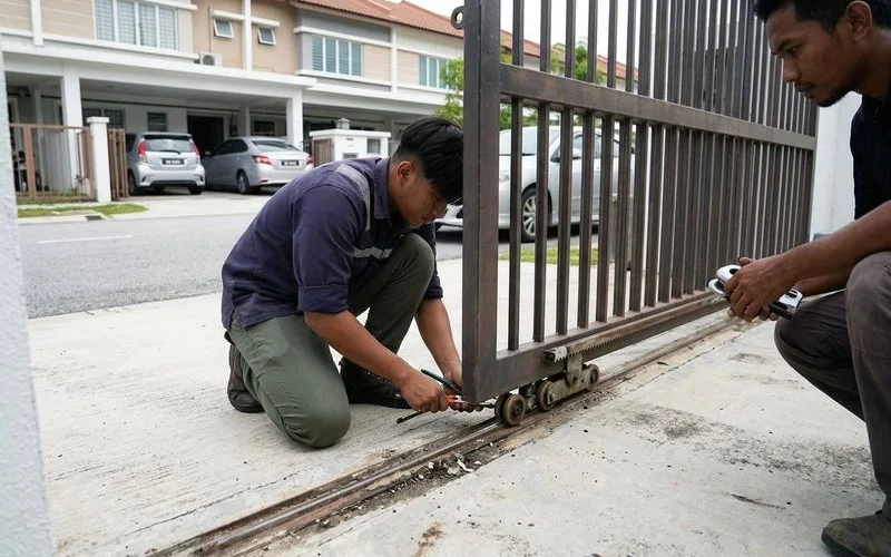 Breakdown of sliding autogate installation cost components showing motor gear controller and installation fees