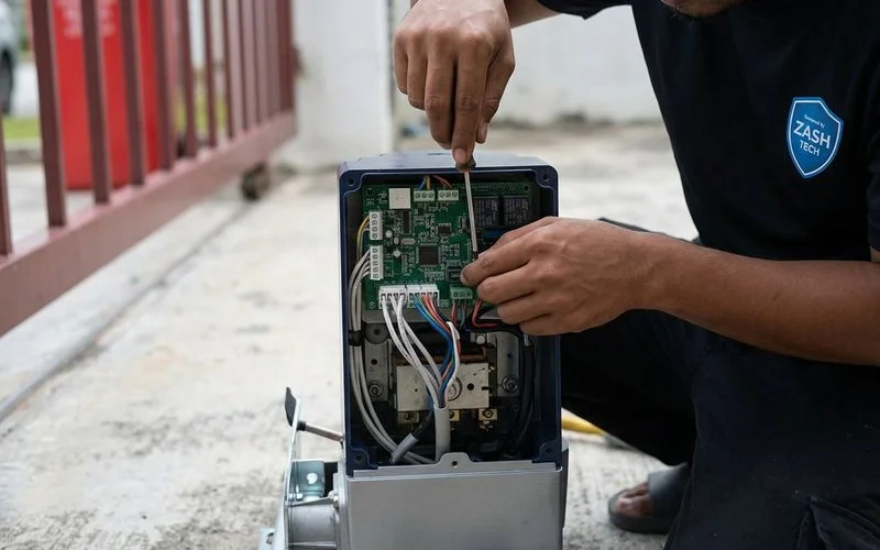 Comparison display of different autogate motor sizes showing light medium and heavy duty units