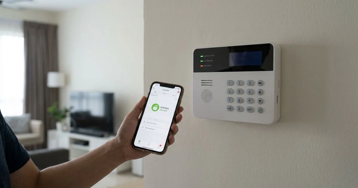 Smart home security system dashboard showing autogate CCTV and alarm integration